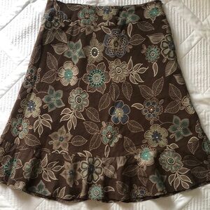 East 5th Women’s Floral Brown Skirt. Spring Summer Flowy Feminine BohoBohemian